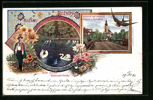 AK Roznov, Rozn rybnik, Prijezd od nadrazi