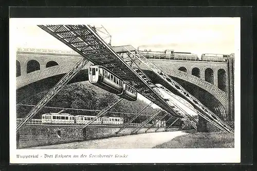AK Wuppertal, Schwebebahn an der Sonnborner Brücke