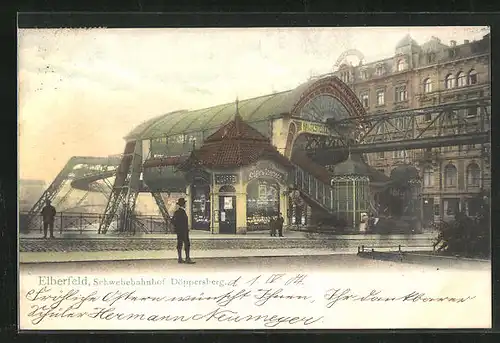 AK Elberfeld, Schwebebahnhof Döppersberg mit Kiosk