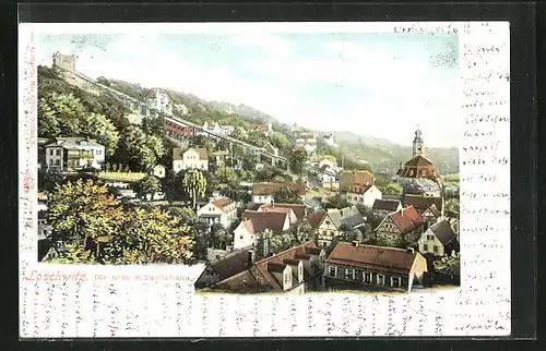 AK Loschwitz, Ortspartie mit Schwebebahn