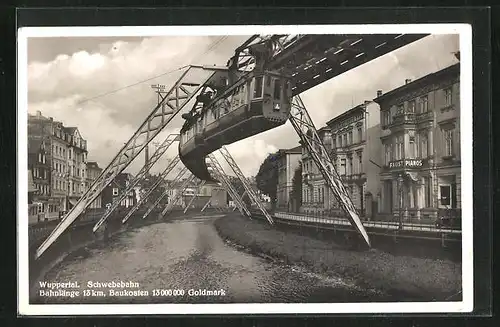 AK Wupeprtal, Schwebebahn mit Geschäft Faust Pianos