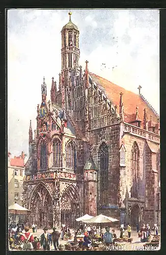 Künstler-AK Charles F. Flower: Nürnberg, Markt vor der Frauenkirche