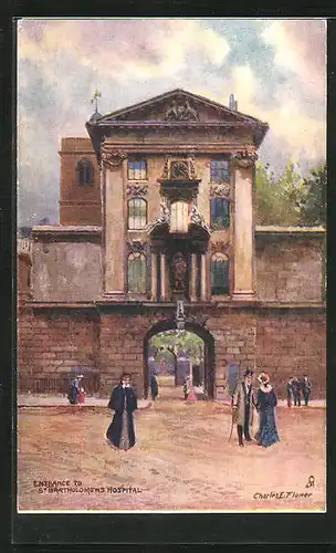 Künstler-AK Charles F. Flower: London, Entrance to Saint Bartholomeus Hospital