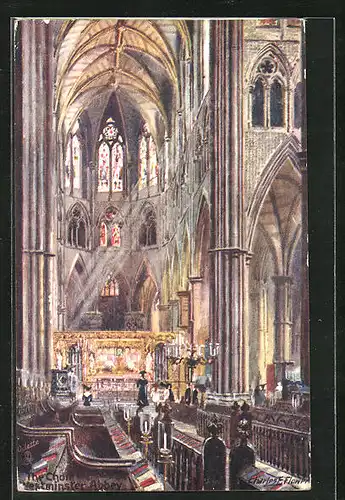 Künstler-AK Charles F. Flower: London, Westminster Abbey, Collegiate Church, The Choir