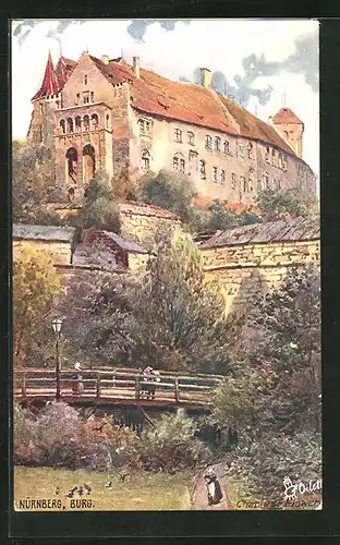 Künstler-AK Charles F. Flower: Nürnberg, Blick auf die Burg