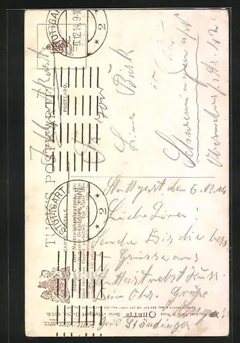 Künstler-AK Charles F. Flower: Stuttgart, Nachtwächterbrunnen mit Passanten