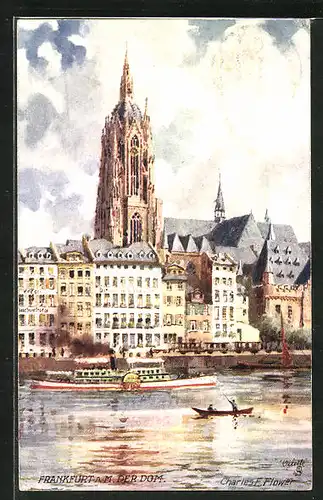 Künstler-AK Charles F. Flower: Frankfurt am Main, Dom vom Fluss aus