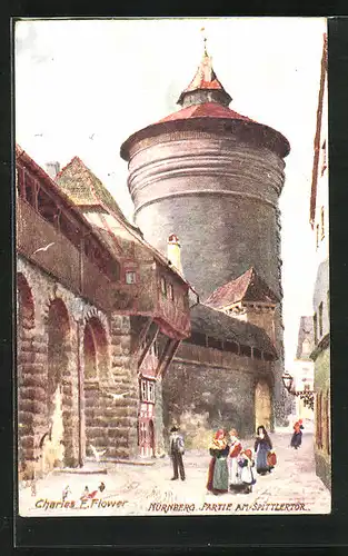 Künstler-AK Charles F. Flower: Nürnberg, Partie am Spittlertor