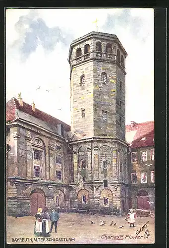 Künstler-AK Charles F. Flower: Bayreuth, Alter Schlossturm in der Burg