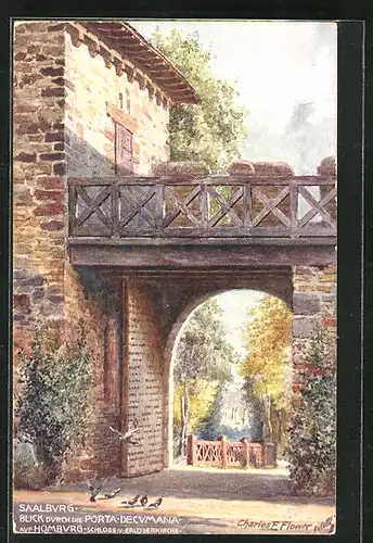 Künstler-AK Charles F. Flower: Saalburg, Blick durch die Porta Decumana