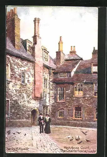 Künstler-AK Charles F. Flower: London, The Charterhouse, Wash House Court