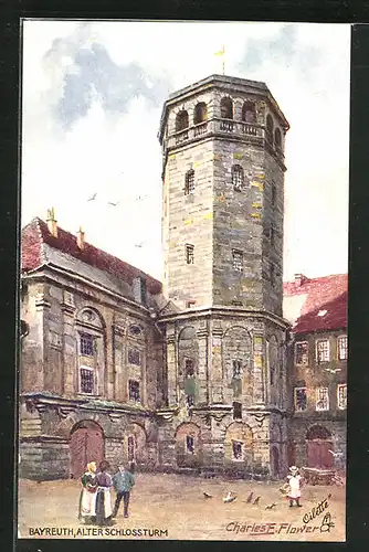 Künstler-AK Charles F. Flower: Bayreuth, Alter Schlossturm der Burg