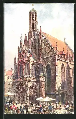 Künstler-AK Charles F. Flower: Nürnberg, Markt vor der Frauenkirche