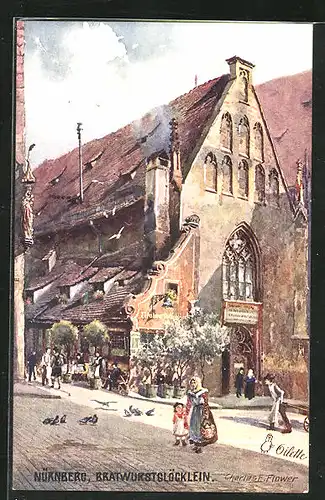 Künstler-AK Charles F. Flower: Nürnberg, Gasthaus Bratwurstglöcklein