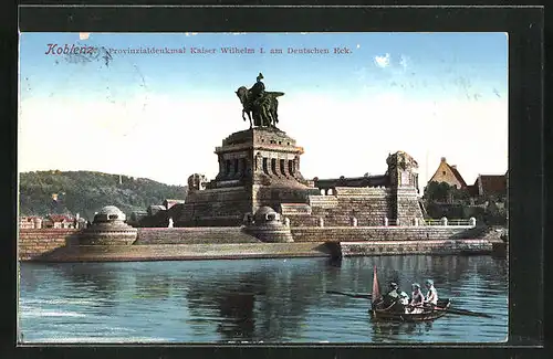 AK Koblenz, Provinzialdenkmal Kaiser Wilhelm I. am Deutschen Eck