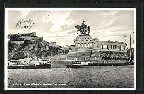 AK Koblenz, Kaiser Wilhelm-Denkmal Moselseite