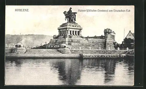 AK Koblenz, Kaiser Wilhelm-Denkmal am Deutschen Eck