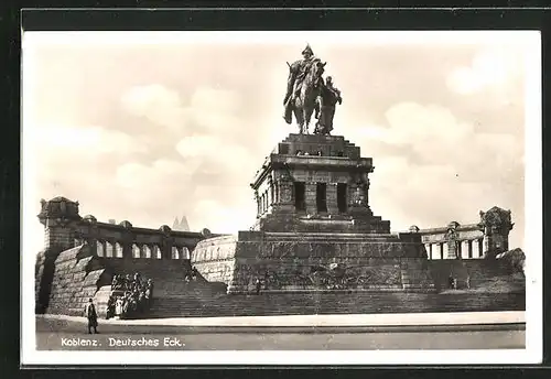 AK Koblenz, Deutsches Eck mit Kaiser-Wilhelm-Denkmal