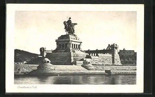 AK Koblenz, Kaiser-Wilhelm-Denkmal am Deutschen Eck