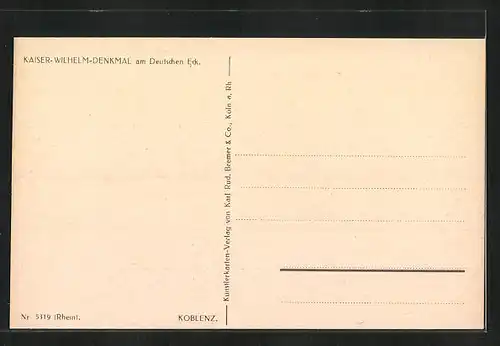 AK Koblenz, Kaiser Wilhelm-Denkmal a. D. E.