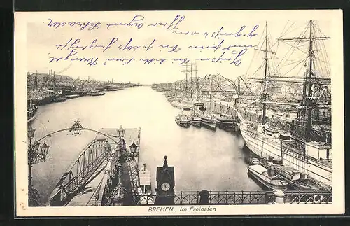 AK Bremen, Blick auf den Freihafen