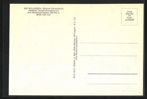 AK Willingen /OT Schwalefeld, Blick vom Lür auf den Ort