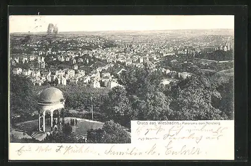 AK Wiesbaden, Panorama vom Neroberg aus gesehen