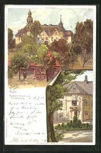 Künstler-AK Carl Biese: Plön, Kadettenschule und Prinzenhaus