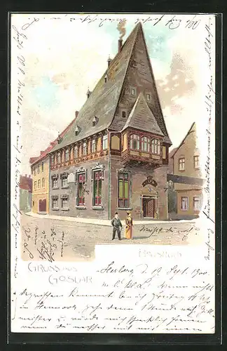 Lithographie Goslar, Gasthaus Brusttuch