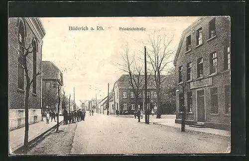 AK Büderich a. Rh., Friedrichstrasse am Restaurant Hermann Heicks