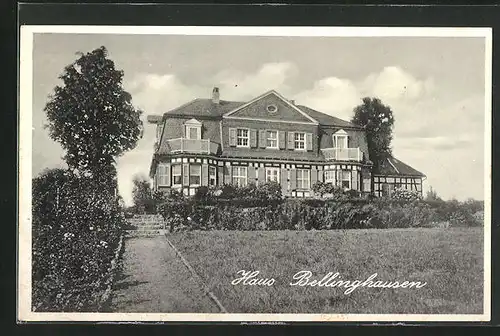 AK Burscheid b. Köln, Hotel Haus Bellinghausen im Sonnenschein