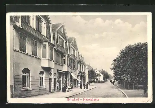 AK Burscheid, Hauptstrasse mit Cafe, Passanten