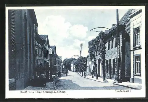 AK Cranenburg, Restaurant Nederlands Cafe Wilhelmina, Strassenpartie mit Gasthof zum Löwen