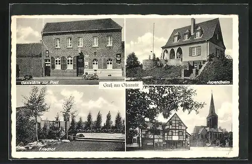 AK Oberembt / Elsdorf, Gasthaus zur Post, Jugendheim, Friedhof