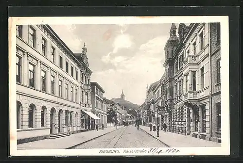 AK Siegburg, Kaiserstrasse mit Geschäft