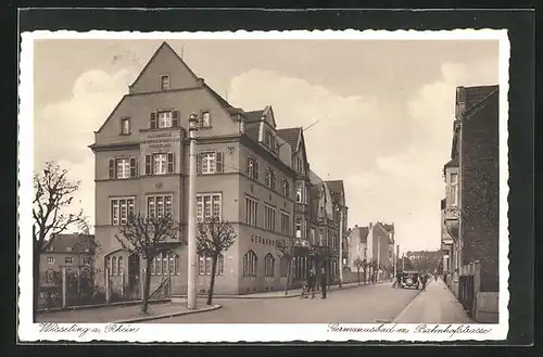AK Wesseling a. Rhein, Germanusbad mit Bahnhofstrasse