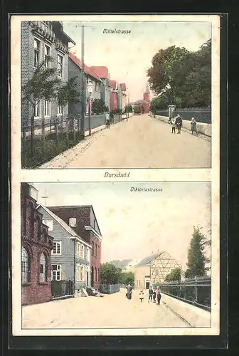 AK Burscheid, Mittelstrasse mit Kindern, Viktoriastrasse