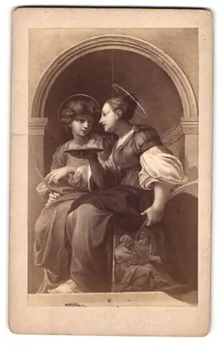 Fotografie Gemälde Die heilige Lucia und Apollonia nach Parmegianini, Orig.-Freske in der St. Johanniskirche zu Parma