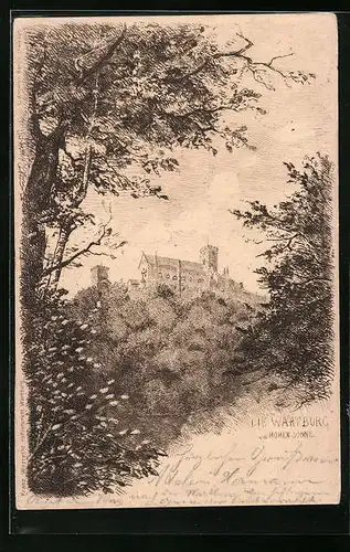 Künstler-AK Wartburg von der Hohen Sonne