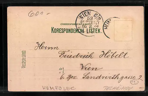 Lithographie Humpolec, Evangelicky chrám pané, Dek kostel Sv. Mikuláse, Radnice