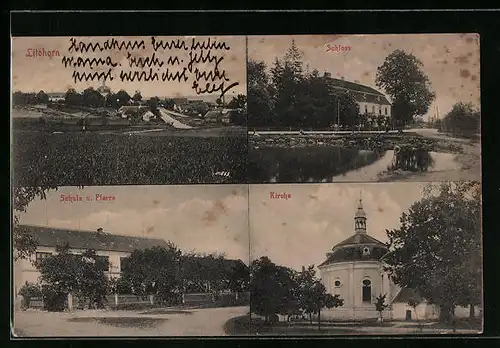 AK Litohor, Schloss, Schule u. Pfarre, Kirche