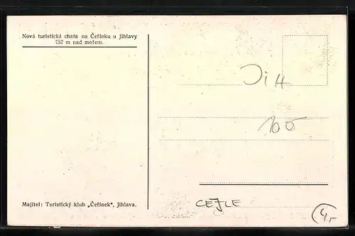 AK Cejle, Nova turisticka chata na Cerinku u Jihlavy