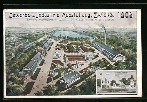 AK Zwickau, Gewerbe - u. Industrie-Ausstellung 1906, Haupt-Eingang