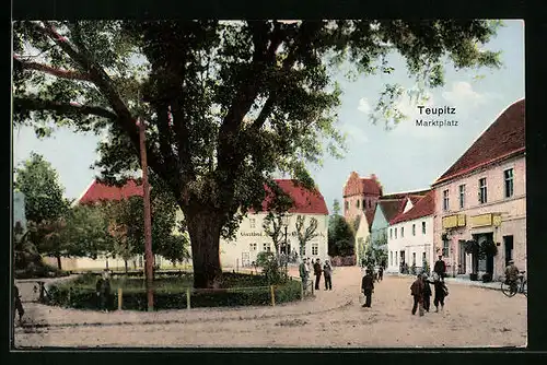 AK Teupitz, Marktplatz mit Gasthaus zum Stern