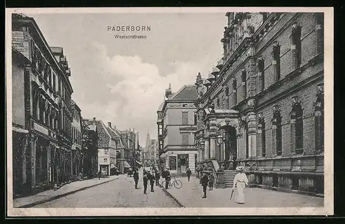 AK Paderborn, Westernstrasse mit Geschäften