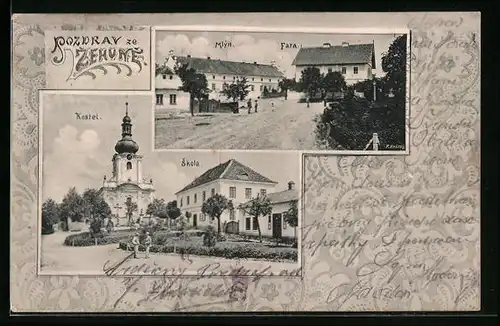 AK Zehun, Mlyn & Fara, Kostel & skola