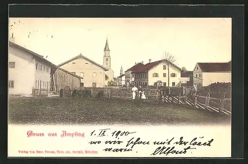 AK Ampfing, Strassenpartie, Kirche