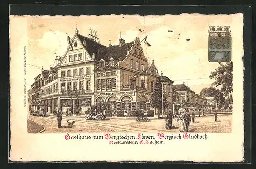 Lithographie Bergisch Gladbach, Gasthaus zum Bergischen Löwen