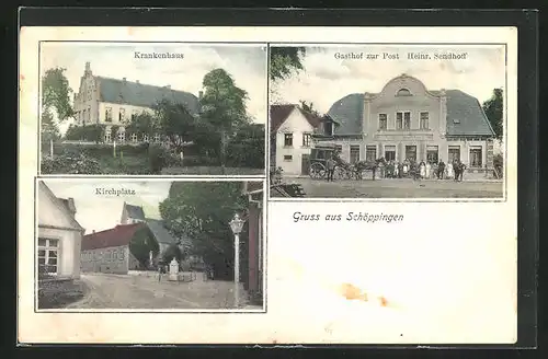 AK Schöppingen, Gasthof zur Post, Krankenhaus, Kirchplatz