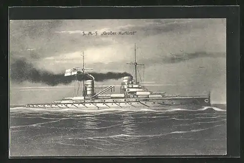 AK Kriegsschiff S. M. S. Grosser Kurfürst auf hoher See